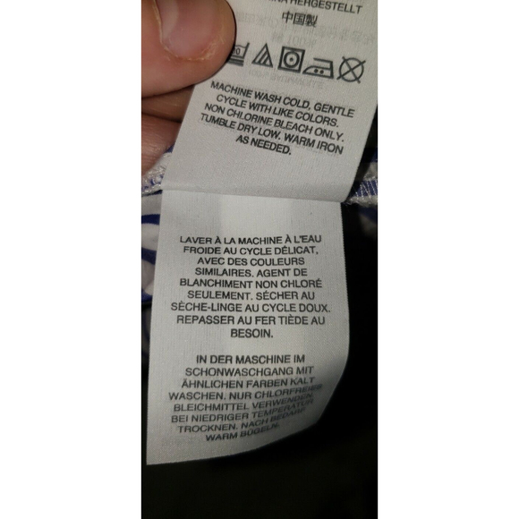 J CREW Blue Sz 8 TIERED TOP IN MIXED STRIPES Ruffle Blouse Style Prairie Cottage - Picture 11 of 12